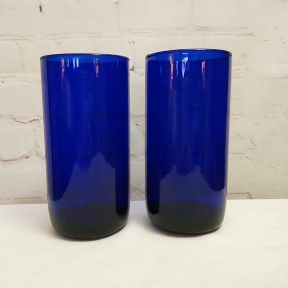 Libbey Other - Vintage Libbey Cobalt Blue Glass Tumblers Glasses 5.75" Tall 16oz